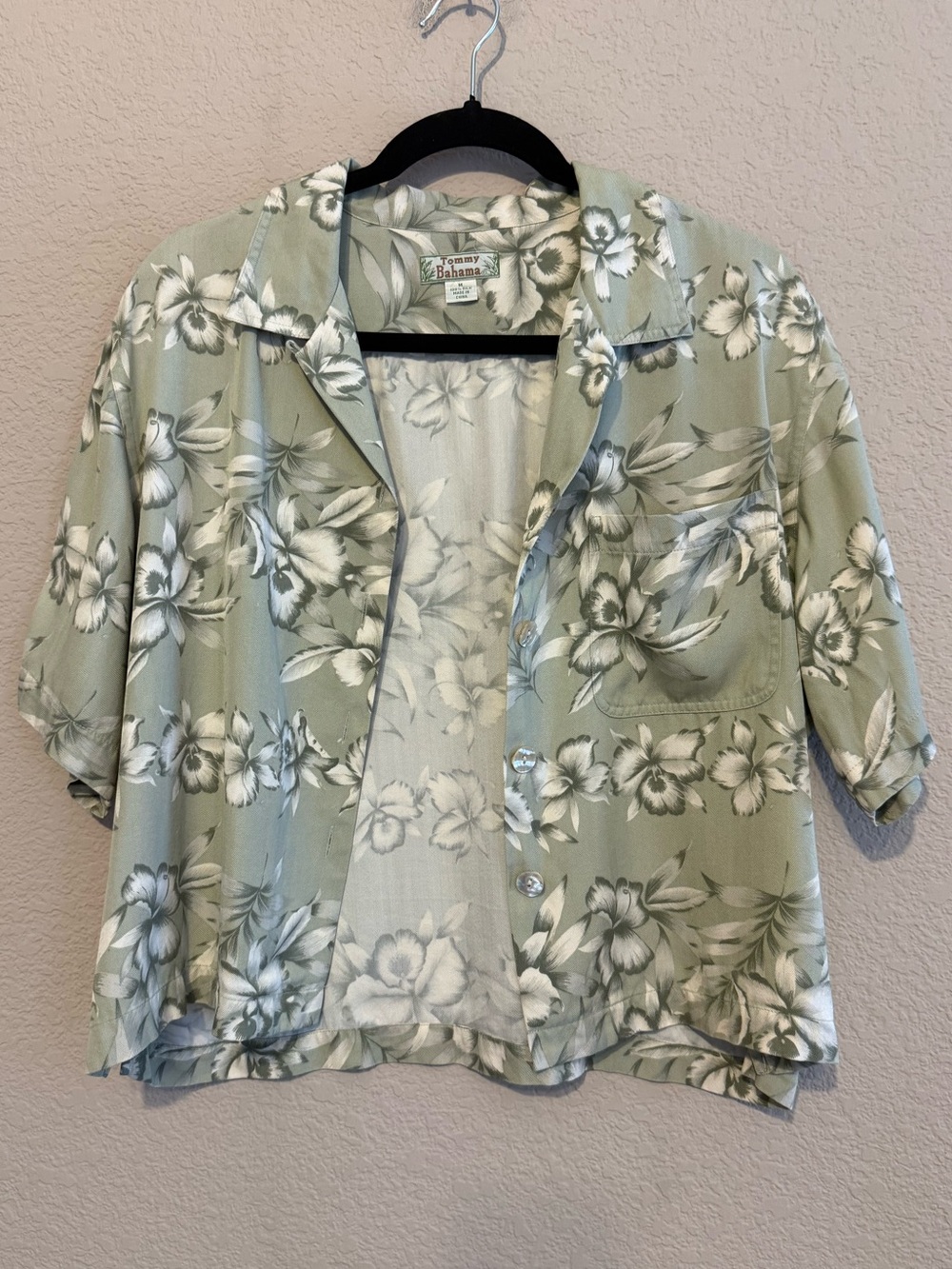 Tommy Bahama 100% Silk Tropical Shirt Womens M Floral Hawaiian Aloha Camp Button - Picture 2 of 8